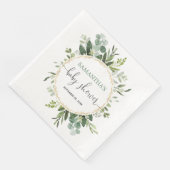Greenery gouden eucalyptus krans baby shower servet (Hoek)