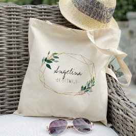 Greenery & gouden geometrische lijst bruiloft guns tote bag