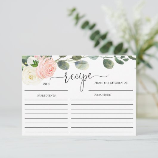 Greenery gouden roze vrijgezellenfeest receptenkaa informatiekaartje (Staand voorkant)