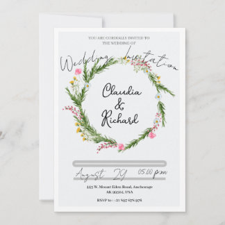 Greenery Grace Wedding Invitation Kaart