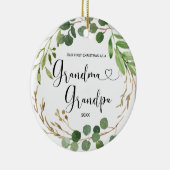 Greenery Grandma & Grandpa First Kerstmis Keramisch Ornament (Rechts)