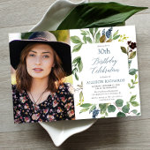 Greenery green bladeren stoffige blauwe verjaardag kaart