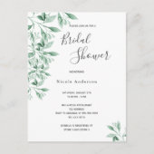 Greenery green botanical Bridal Shower-uitnodiging Briefkaart (Voorkant)