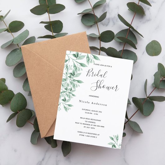 Greenery green botanical Bridal Shower-uitnodiging Briefkaart
