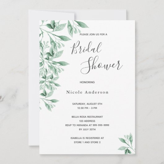 Greenery green botanical script Vrijgezellenfeest Kaart (Voorkant)