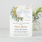 Greenery Green Elephant Sweet Baby Boy Shower Inv Kaart (Staand voorkant)