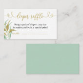 Greenery Green en Gold Elegant Diaper Raffle Informatiekaartje (Voorkant / Achterkant)