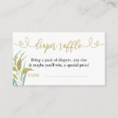 Greenery Green en Gold Elegant Diaper Raffle Informatiekaartje (Voorkant)