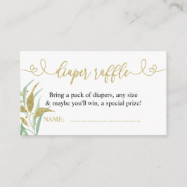 Greenery Green en Gold Elegant Diaper Raffle Informatiekaartje