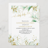 Greenery Green en Gold Elegant Gender onthullen Kaart (Voorkant / Achterkant)