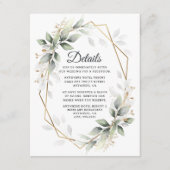 Greenery Green en Gold Geometric Rustic Wedding Informatiekaartje (Voorkant)