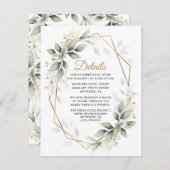 Greenery Green en Gold Geometric Rustic Wedding Informatiekaartje (Voorkant / Achterkant)