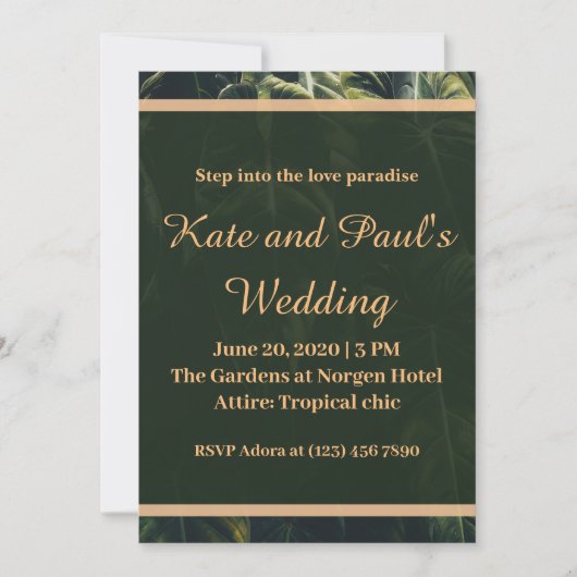 Greenery Green en Gold Geometric Rustic Wedding Kaart (Voorkant)
