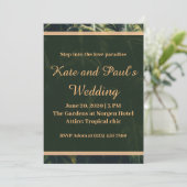 Greenery Green en Gold Geometric Rustic Wedding Kaart (Staand voorkant)