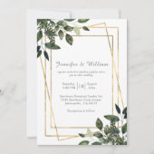 Greenery Green en Gold Geometric Rustic Wedding Kaart (Voorkant)