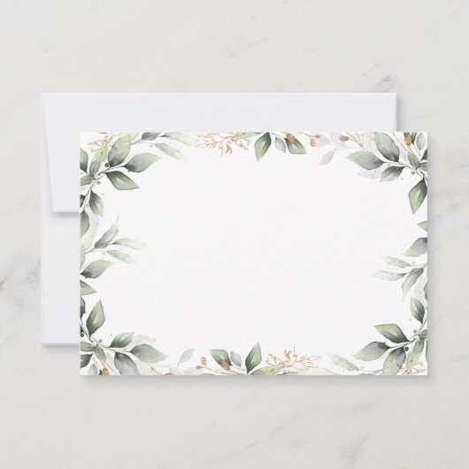 Greenery Green en Gold Geometric Rustic Wedding RSVP Kaartje (Achterkant)