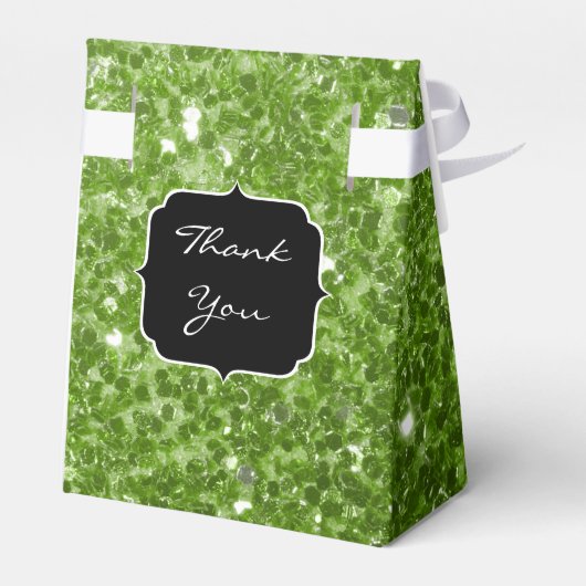 Greenery Green glitter sparkles Sweet 16 Bedankdoosjes (Achterkant)