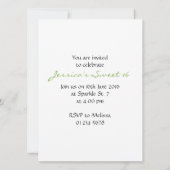 Greenery Green glitter sparkles Sweet 16 Invite Kaart (Achterkant)