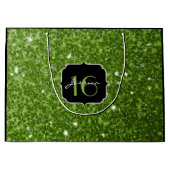 Greenery Green glitter sparkles Sweet 16 Large Cadeautasje (Voorkant)