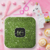 Greenery Green glitter sparkles Sweet 16 Papieren Bordje (Feest)