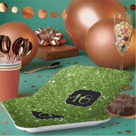 Greenery Green glitter sparkles Sweet 16 Papieren Bordje