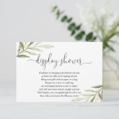 Greenery green Gold baby shower display douche Informatiekaartje (Staand voorkant)