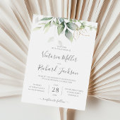 Greenery Green Gold Geometric Rustic Wedding Kaart