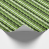 Greenery Green Horizontal Stripes Pattern Elegant Cadeaupapier (Hoek)