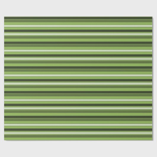 Greenery Green Horizontal Stripes Pattern Elegant Cadeaupapier (Vlak)