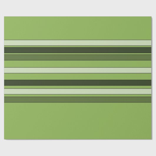 Greenery Green Horizontal Stripes Pattern Elegant Cadeaupapier (Vlak)
