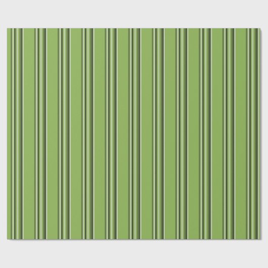 Greenery Green Horizontal Stripes Pattern Elegant Cadeaupapier (Vlak)