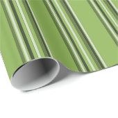 Greenery Green Horizontal Stripes Pattern Elegant Cadeaupapier (Rol Hoek)