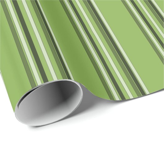 Greenery Green Horizontal Stripes Pattern Elegant Cadeaupapier (Rol Hoek)