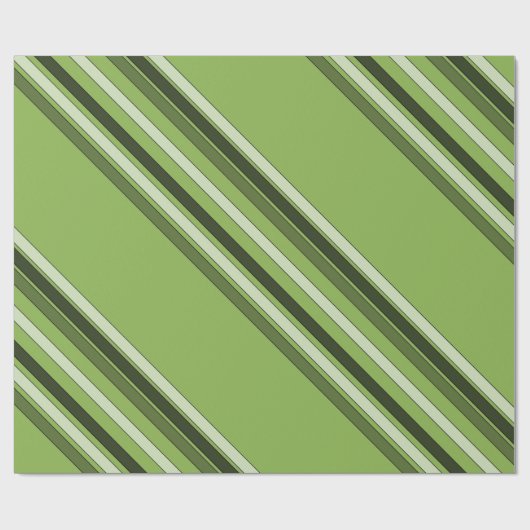 Greenery Green Horizontal Stripes Pattern Elegant Cadeaupapier (Vlak)