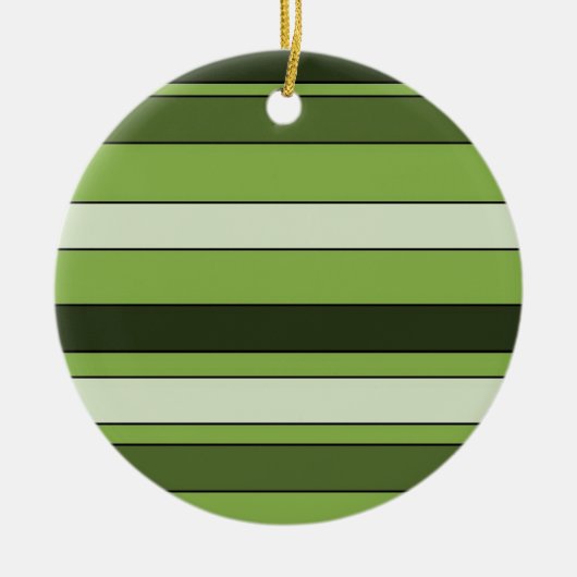 Greenery Green Horizontal Stripes Pattern Elegant Keramisch Ornament (Voorkant)