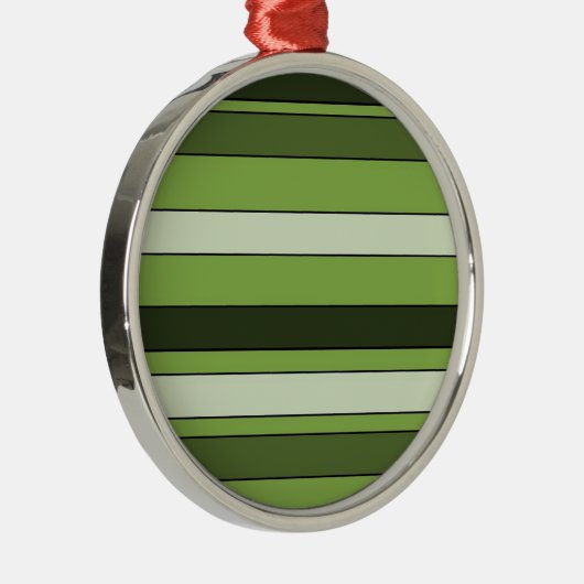 Greenery Green Horizontal Stripes Pattern Elegant Metalen Ornament (Rechts)