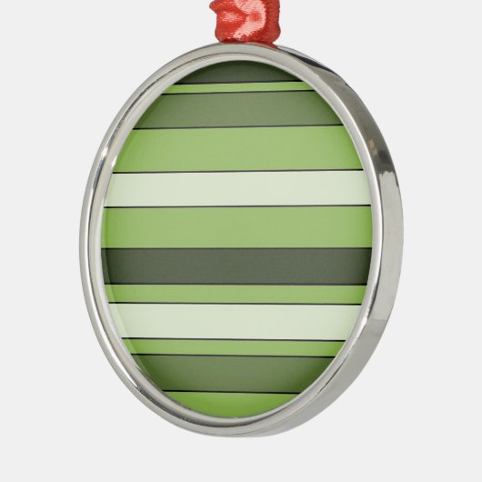 Greenery Green Horizontal Stripes Pattern Elegant Metalen Ornament (Links)