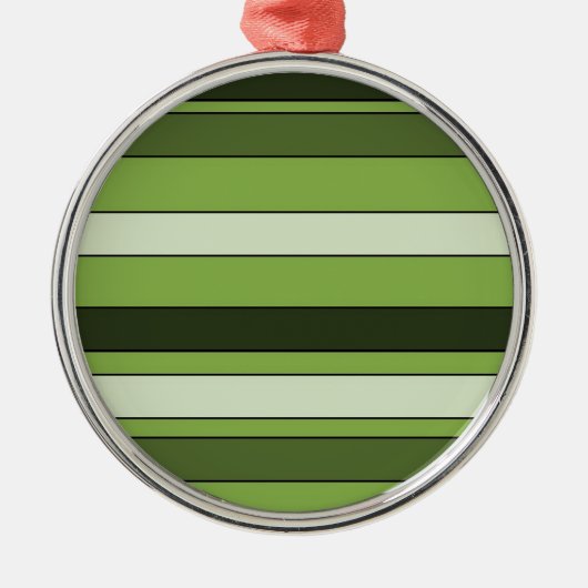 Greenery Green Horizontal Stripes Pattern Elegant Metalen Ornament (Voorkant)
