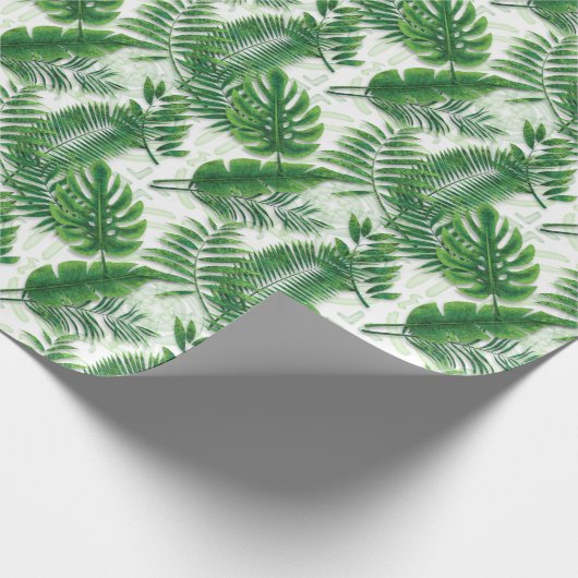 Greenery Green Tropical Leaves Pattern Cadeaupapier (Hoek)
