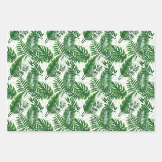 Greenery Green Tropical Leaves Pattern Inpakpapier Vel (Voorkant 2)