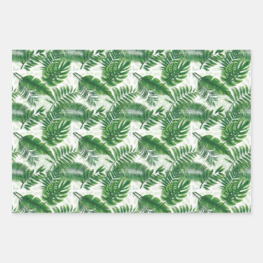 Greenery Green Tropical Leaves Pattern Inpakpapier Vel (Voorkant)