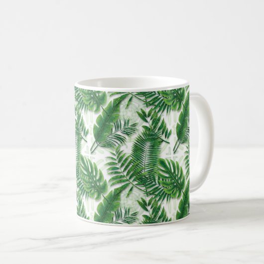 Greenery Green Tropical Leaves Pattern Koffiemok (Voorkant rechts)