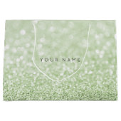 Greenery Green White Glitter Favor Gift Bag Large Cadeautasje (Voorkant)