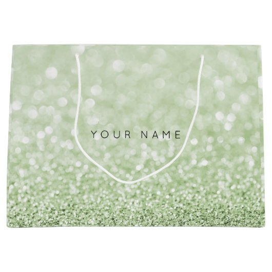 Greenery Green White Glitter Favor Gift Bag Large Cadeautasje (Voorkant)