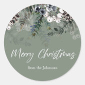 Greenery Green White Kerst sticker (Voorkant)
