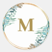 Greenery | Groene monogram envelop Ronde Sticker (Voorkant)