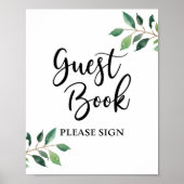 Greenery Guest Book Wedding or Party Sign Poster (Voorkant)