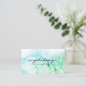 Greenery Hand Painted Natte Waterverf Ombre Splash Visitekaartje (Staand voorkant)