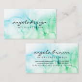 Greenery Hand Painted Natte Waterverf Ombre Splash Visitekaartje (Voorkant / Achterkant)