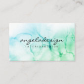 Greenery Hand Painted Natte Waterverf Ombre Splash Visitekaartje (Voorkant)